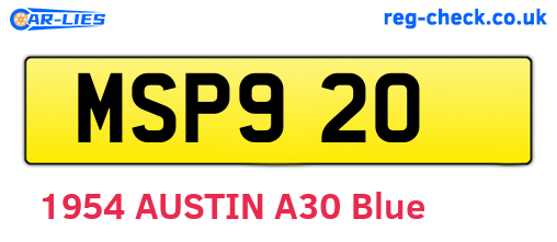 MSP920 are the vehicle registration plates.