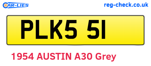 PLK551 are the vehicle registration plates.