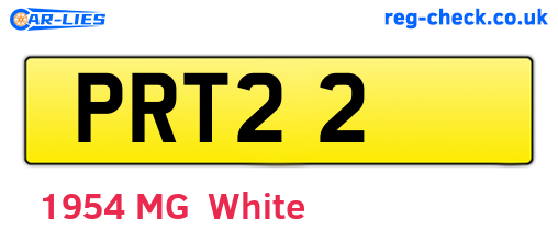 PRT22 are the vehicle registration plates.
