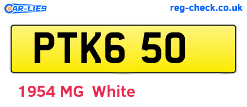 PTK650 are the vehicle registration plates.