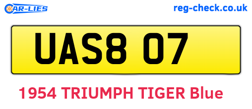 UAS807 are the vehicle registration plates.