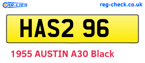 HAS296 are the vehicle registration plates.