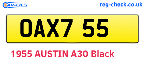 OAX755 are the vehicle registration plates.