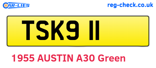 TSK911 are the vehicle registration plates.