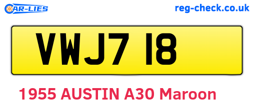 VWJ718 are the vehicle registration plates.