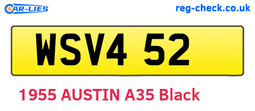 WSV452 are the vehicle registration plates.