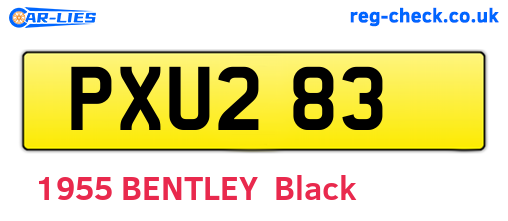 PXU283 are the vehicle registration plates.