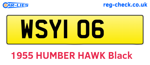 WSY106 are the vehicle registration plates.