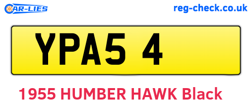 YPA54 are the vehicle registration plates.
