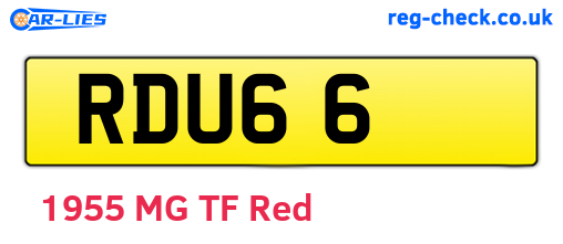 RDU66 are the vehicle registration plates.