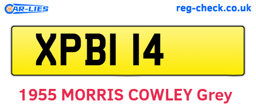 XPB114 are the vehicle registration plates.