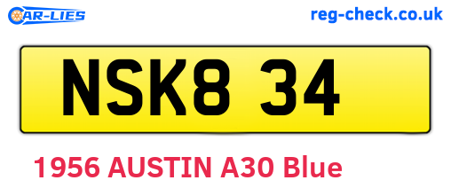 NSK834 are the vehicle registration plates.
