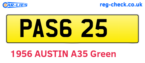 PAS625 are the vehicle registration plates.
