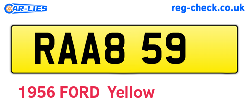 RAA859 are the vehicle registration plates.