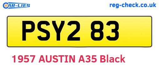 PSY283 are the vehicle registration plates.