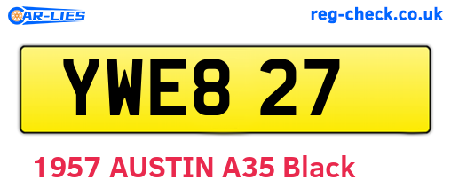 YWE827 are the vehicle registration plates.