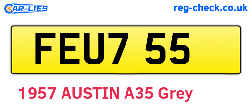 FEU755 are the vehicle registration plates.