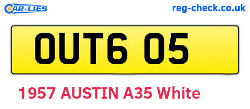 OUT605 are the vehicle registration plates.