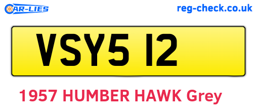 VSY512 are the vehicle registration plates.