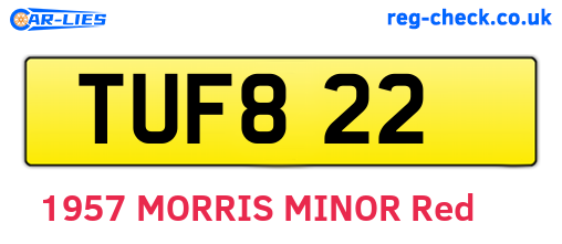TUF822 are the vehicle registration plates.