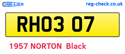 RHO307 are the vehicle registration plates.