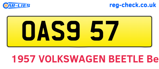 OAS957 are the vehicle registration plates.