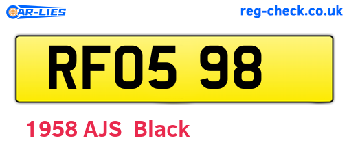 RFO598 are the vehicle registration plates.