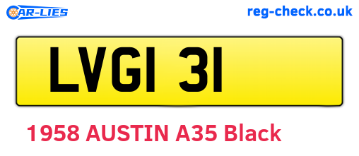 LVG131 are the vehicle registration plates.