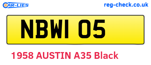 NBW105 are the vehicle registration plates.
