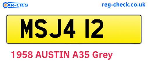 MSJ412 are the vehicle registration plates.