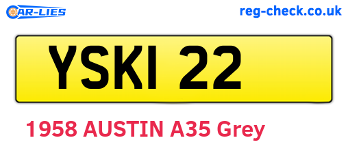 YSK122 are the vehicle registration plates.