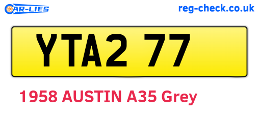 YTA277 are the vehicle registration plates.