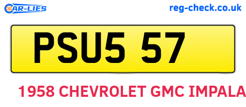 PSU557 are the vehicle registration plates.