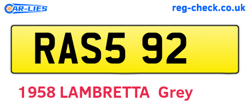 RAS592 are the vehicle registration plates.