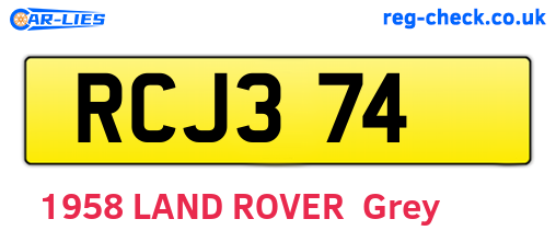 RCJ374 are the vehicle registration plates.