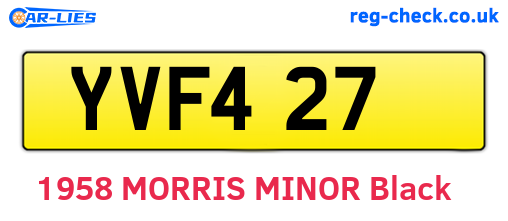 YVF427 are the vehicle registration plates.