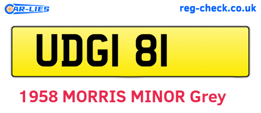 UDG181 are the vehicle registration plates.