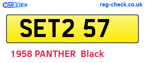 SET257 are the vehicle registration plates.