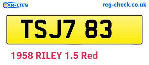 TSJ783 are the vehicle registration plates.
