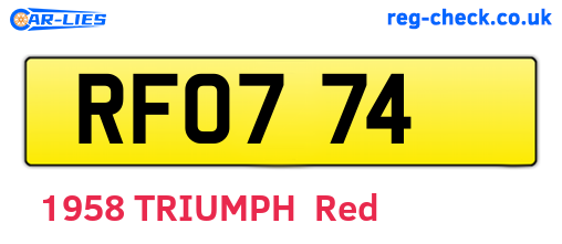 RFO774 are the vehicle registration plates.
