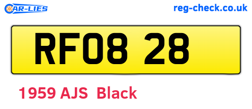 RFO828 are the vehicle registration plates.