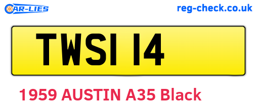 TWS114 are the vehicle registration plates.