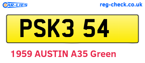 PSK354 are the vehicle registration plates.