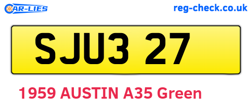 SJU327 are the vehicle registration plates.