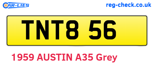 TNT856 are the vehicle registration plates.