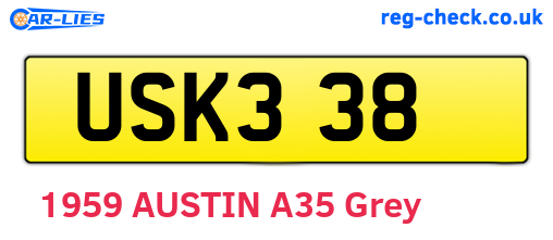 USK338 are the vehicle registration plates.