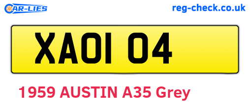 XAO104 are the vehicle registration plates.