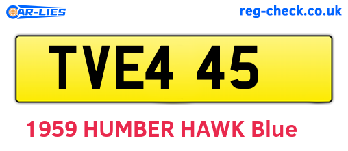 TVE445 are the vehicle registration plates.