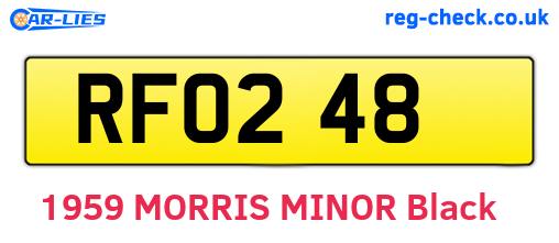 RFO248 are the vehicle registration plates.