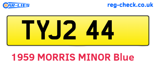 TYJ244 are the vehicle registration plates.